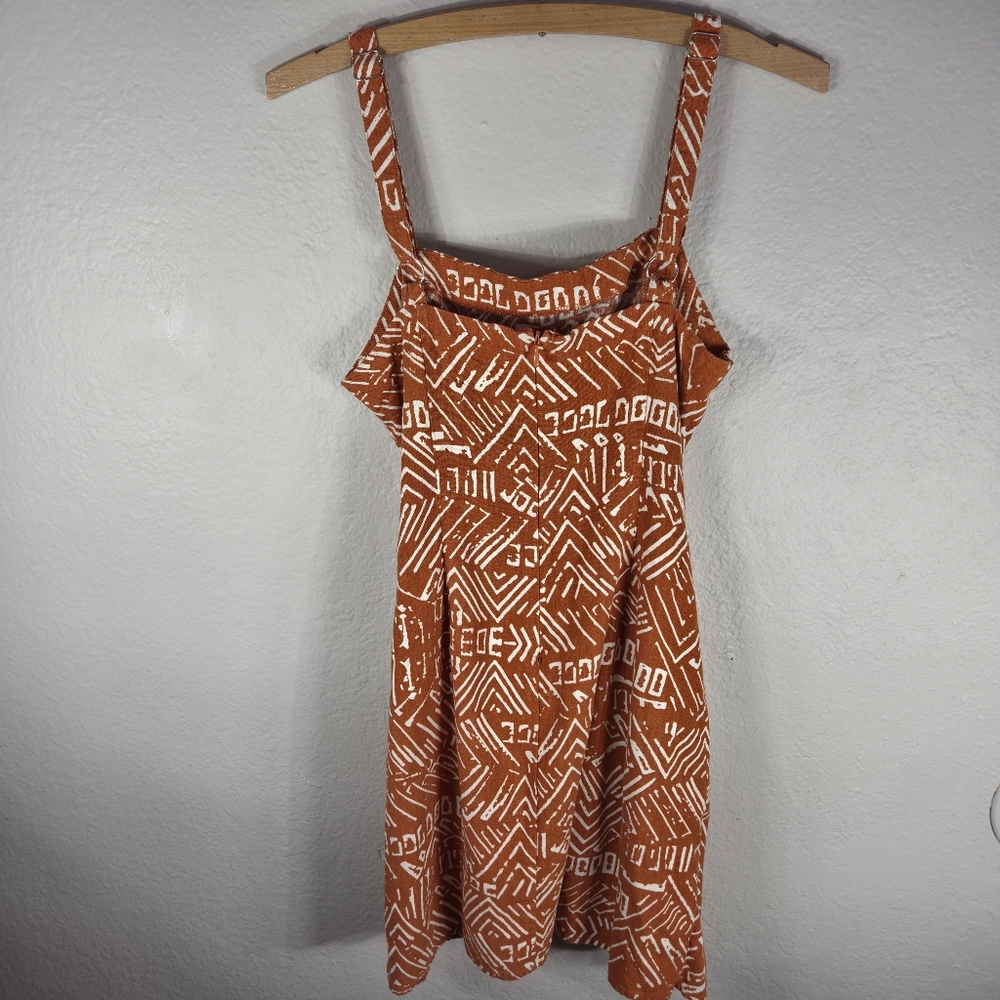Forever 21 Women’s Linen Size S Mini Dress Sleeveless Wrap Front Dusty Orage - Picture 2 of 16